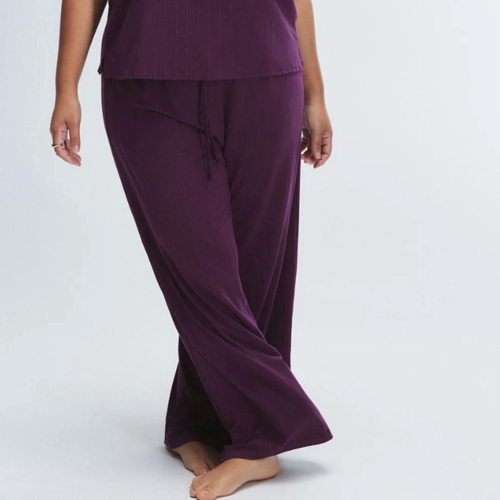 Savage X Fenty Purple Sleek Stitch Mid-Rise Sleep Pant 1X Plus Size Striped